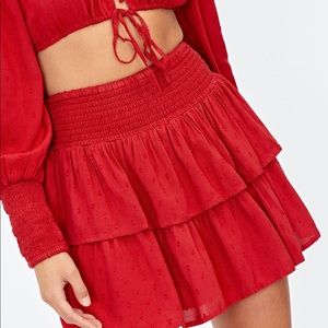 Glassons Tiered Ruffle Mini Skirt (RED)